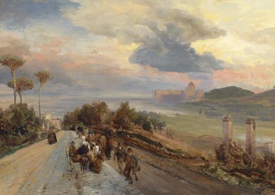Via Cassia near Rome with a View of the Vatican by Oswald Achenbach